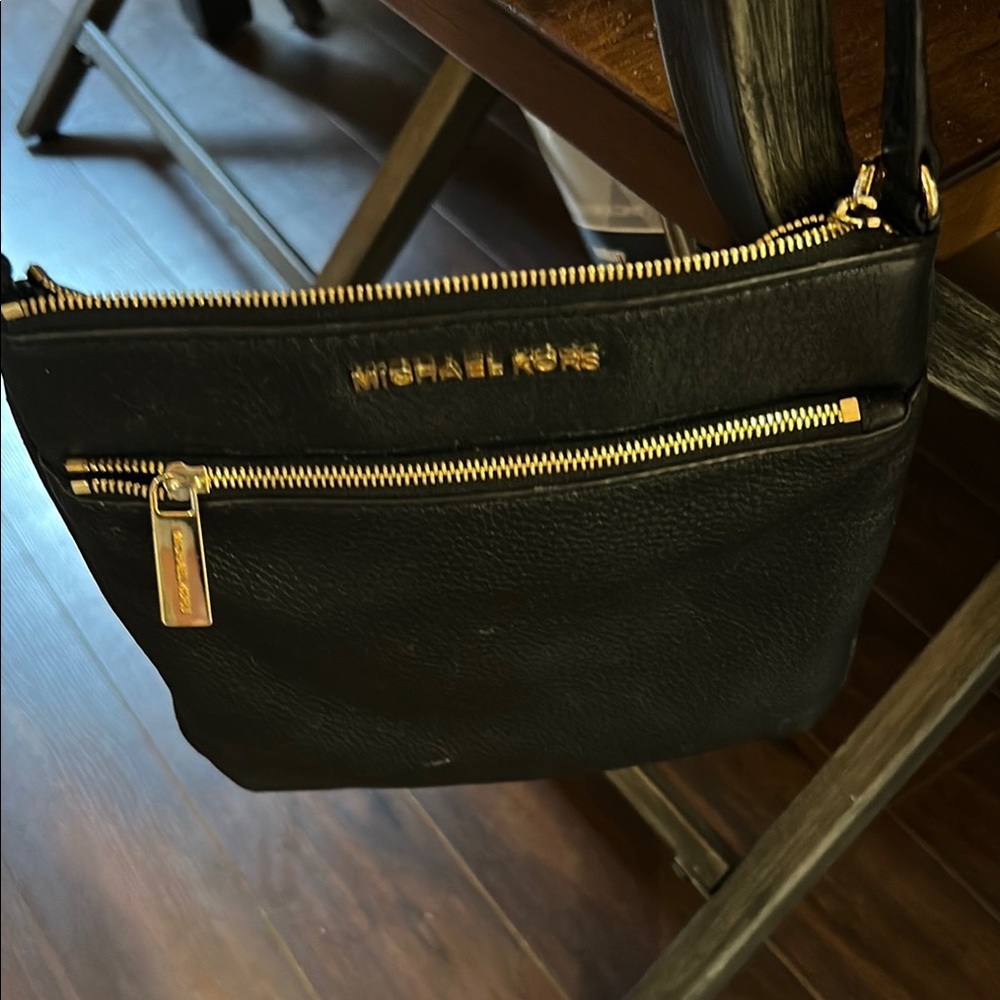 Michael Kors Black Crossbody Bag with Gold Accents
